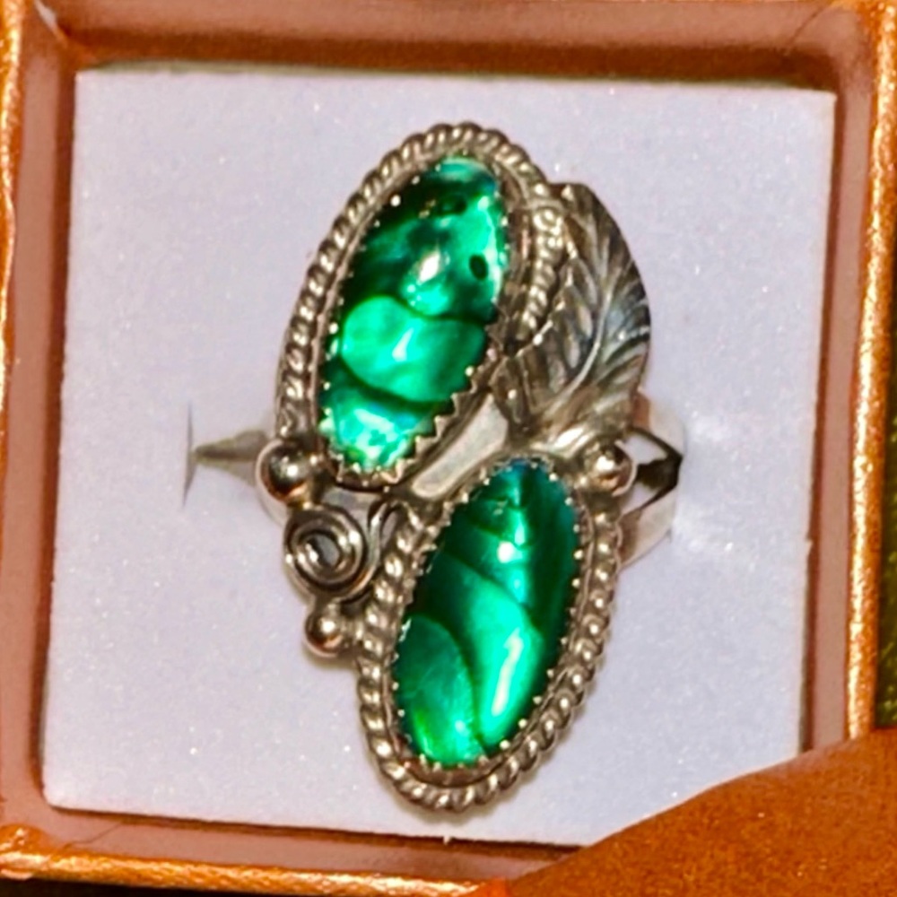 🐚🐚‼️ GENUINE Abalone Shell!  STUNNING! STERLING SILVER! NATIVE made‼️